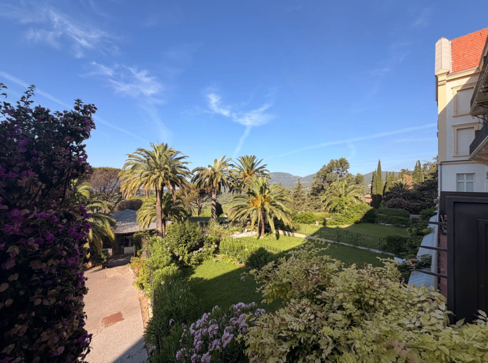 Palm garden and mountain view from the residence balconies